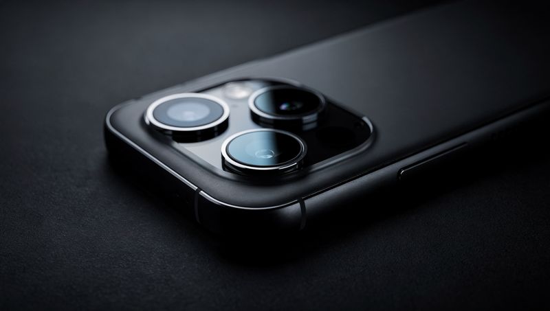 Detail van de cameramodule van een telefoon